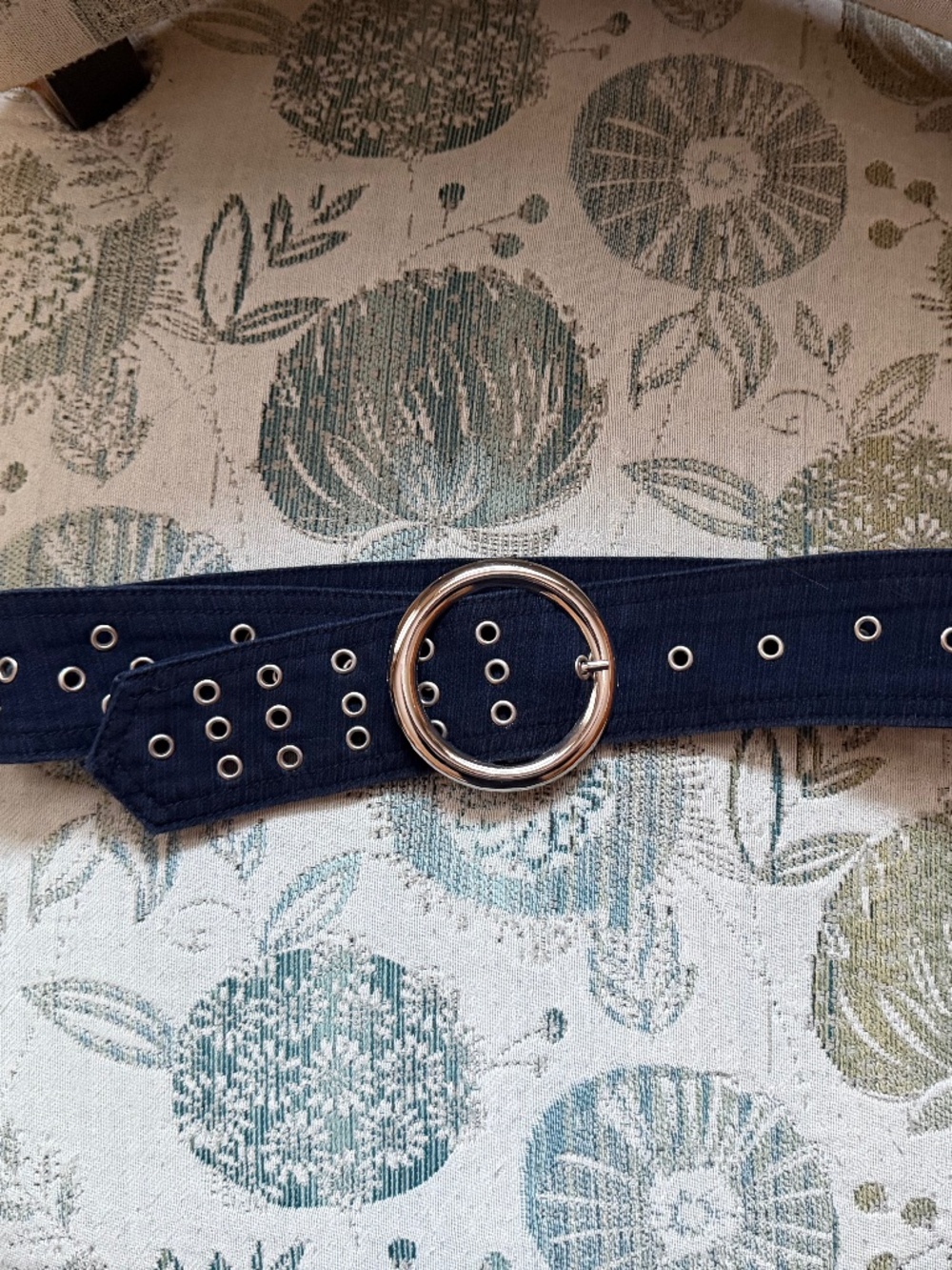 Stretch Denim Belt Y2K with Round Buckle - adjustable